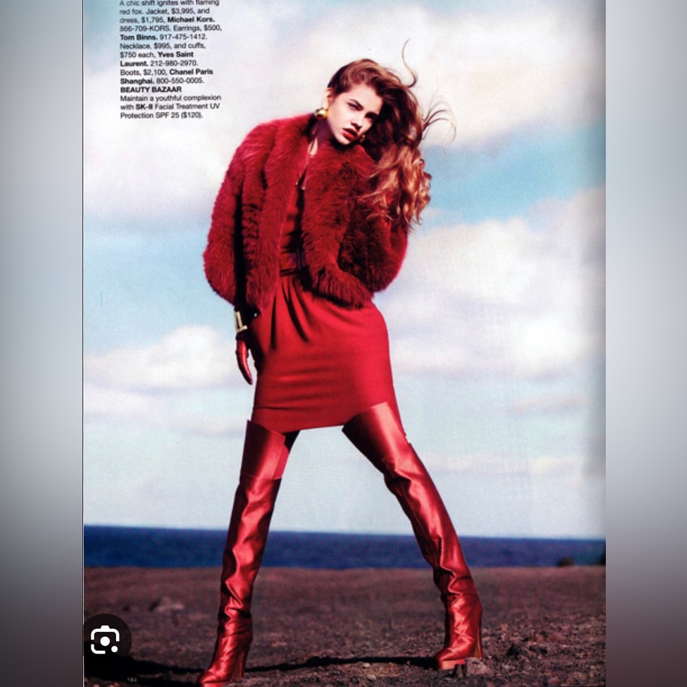 Chanel boots satin red altered 38/8